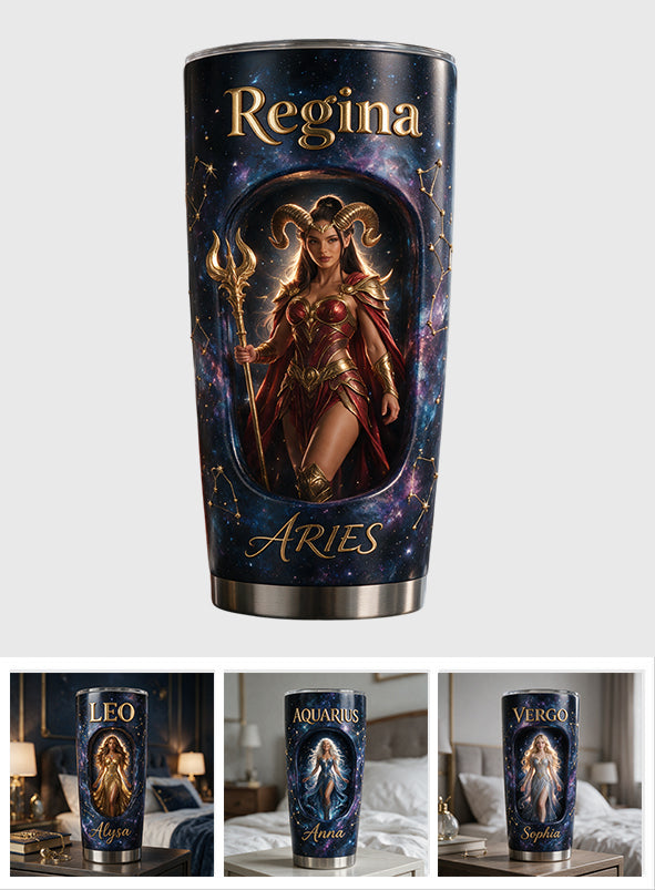 Celestial Zodiac Portrait Tumbler - Personalized Horoscope Tumbler