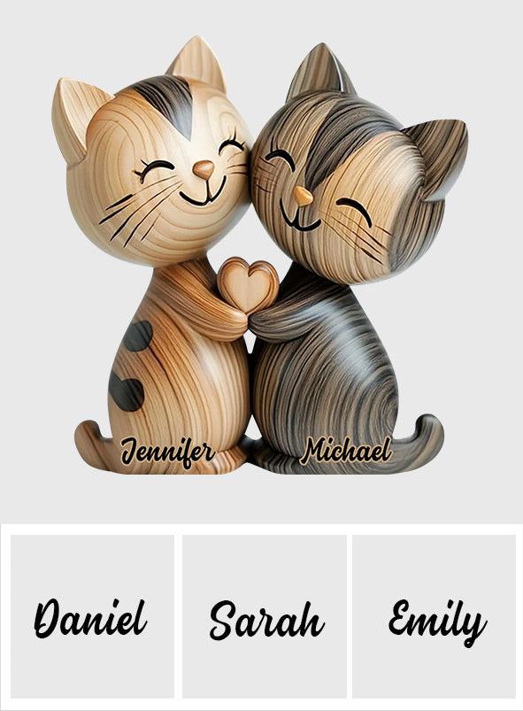 Cute Cat Couple - Personalized Cat Custom Shaped Acrylic Plaque