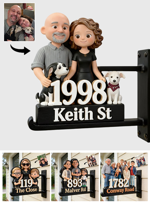 House Number Plate - Personalized Family Wooden Wall Mount Sign