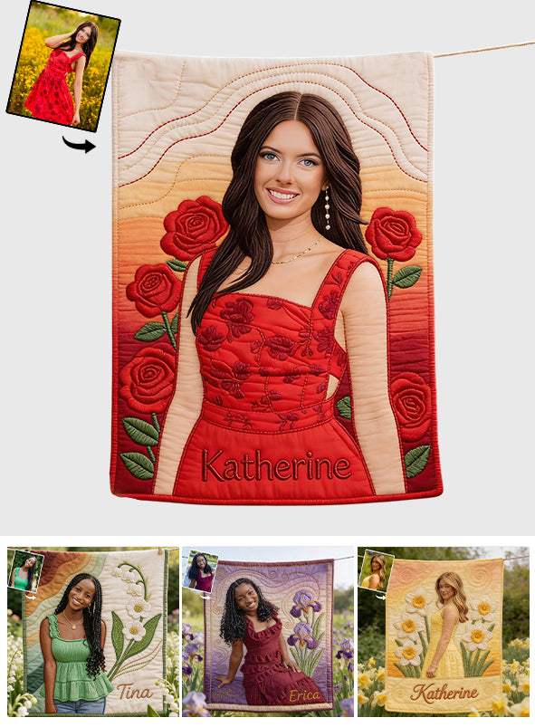 Custom Any Photo Birth Flower - Personalized Birth Month Flower Blanket