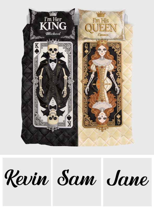 Her King His Queen - Personalized Skull Quilt Set