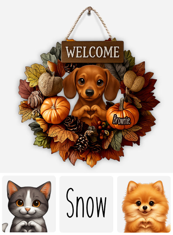 Welcome Fall - Personalized Dog Custom Shaped Wood Sign