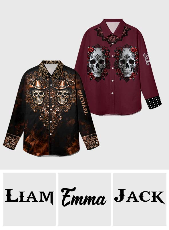 Skull Cowboy - Personalized Skull Button-Up Shirt