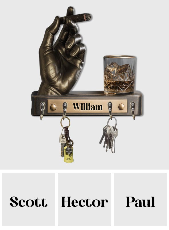 Whiskey And Cigar - Personalized Whisky Custom Shaped Hanging Rack