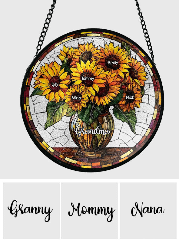Grandma Sunflower - Personalized Grandma Stained Glass Suncatcher