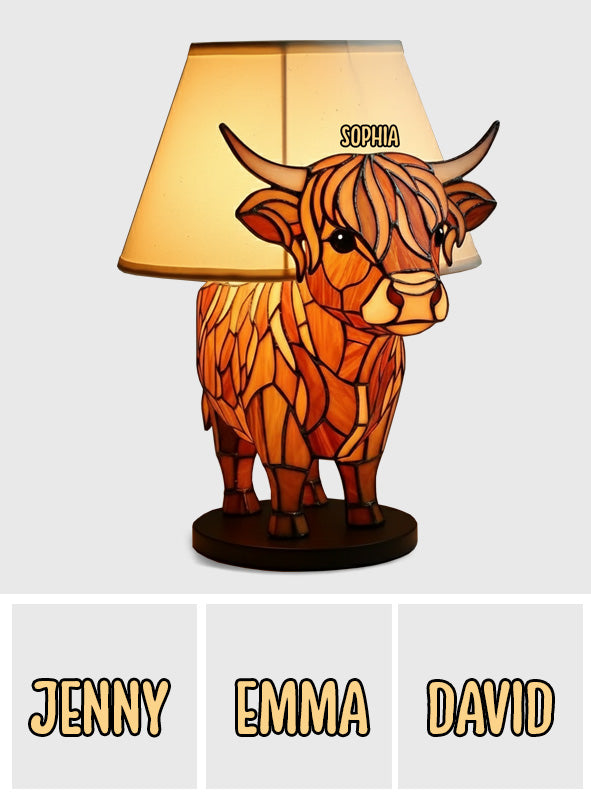 Table Lamp Cute Highland Cow - Personalized Highland Cow Acrylic LED Night Light