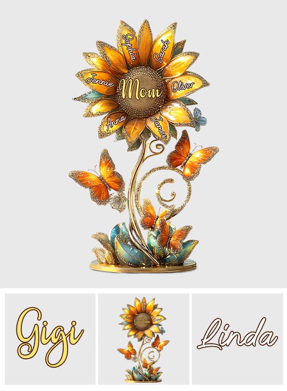Beautiful Sunflower Gift For Mom, Grandma - Personalized Mother Custom Shaped Acrylic Plaque