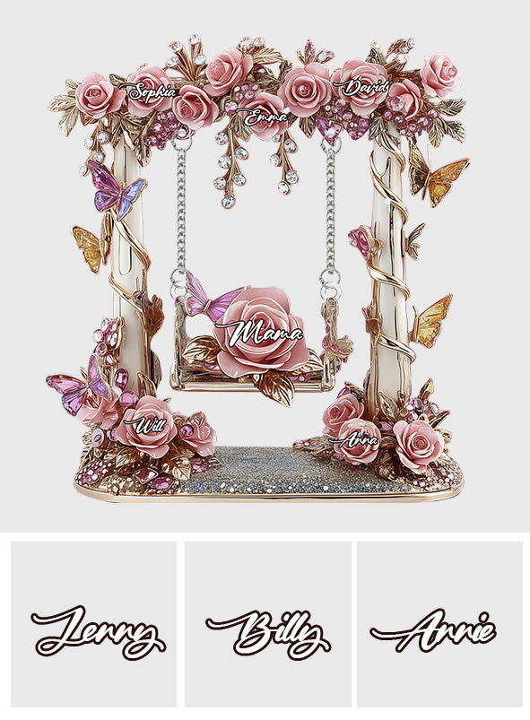 Mom Grandma Garden Flower Swing - Personalized Mother Plaque With Charm
