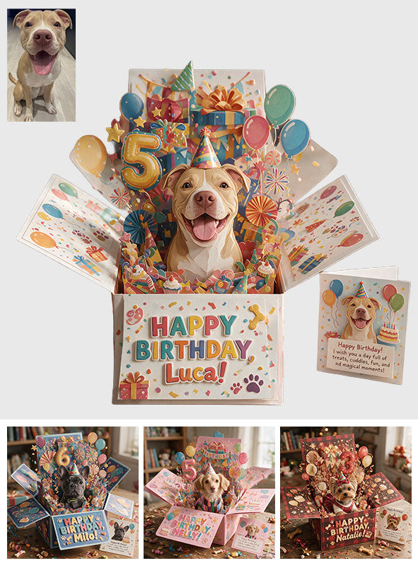 Happy Birthday - Personalized Dog Pop Up Box Card
