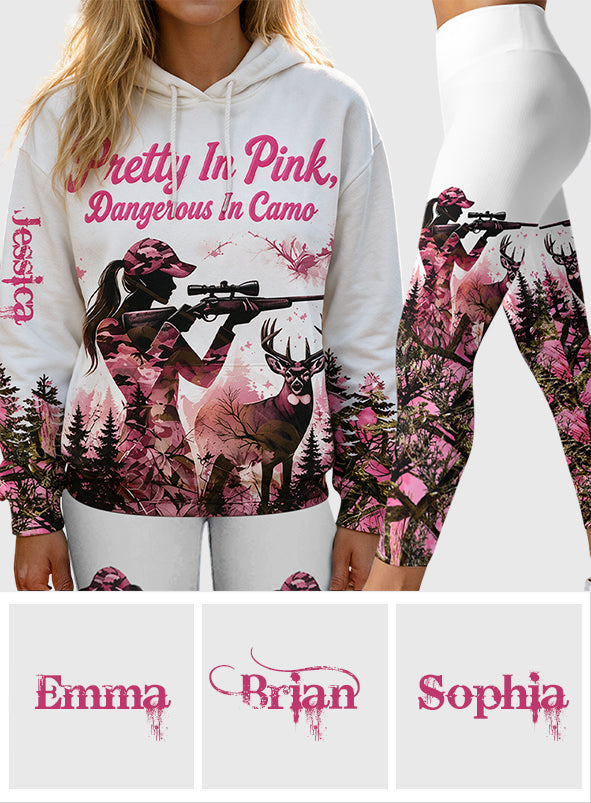 Pretty In Pink Dangerous In Camo - Personalized Hunting Hoodie and Leggings