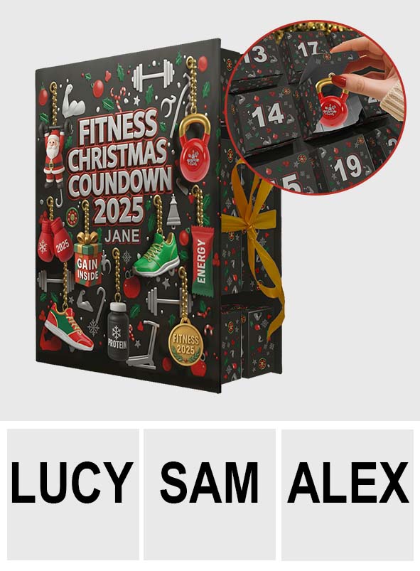 No Pain No Gain - Personalized Fitness Folded Advent Calendar With Ornaments