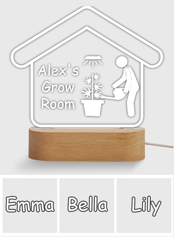 Grow Room - Personalized Weed Shaped Plaque Light Base