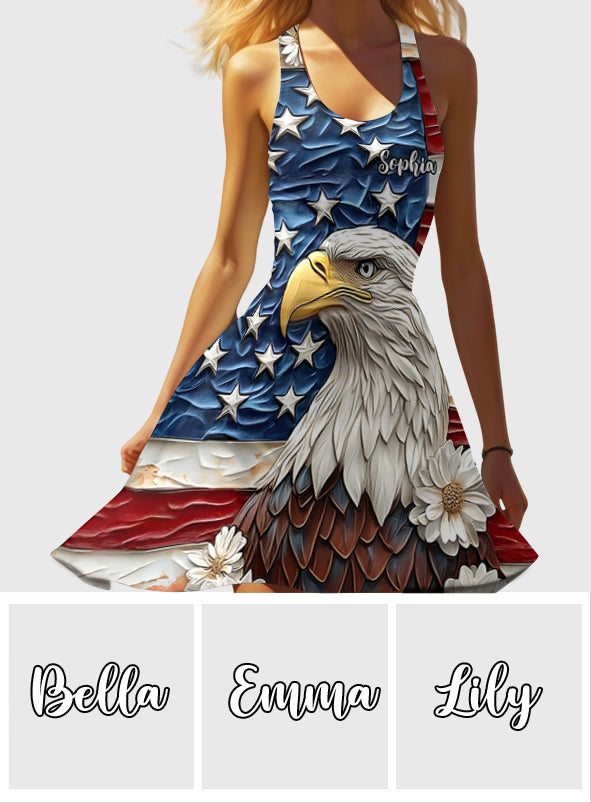 God Bless America - Personalized Bald Eagle Sleeveless Dress