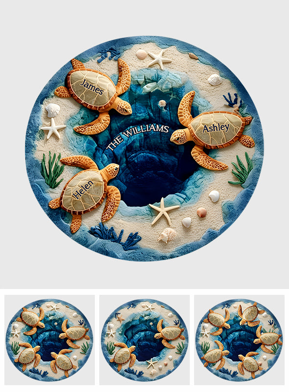 Our Family - Personalized Turtle Non-Slip Tufted Rug