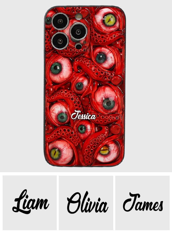 Horror Bloody Eyes - Personalized Halloween Leather Phone Case