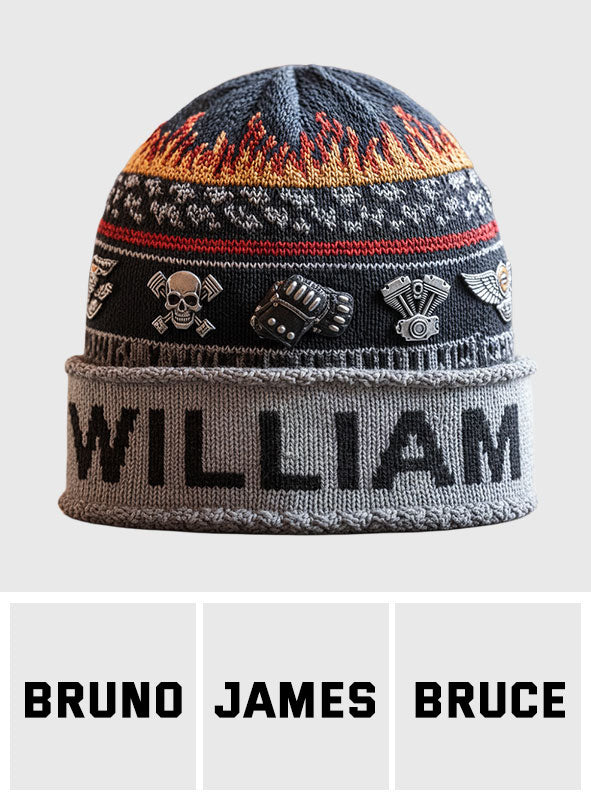 Flame & Engine - Personalized Biker Beanie Hat