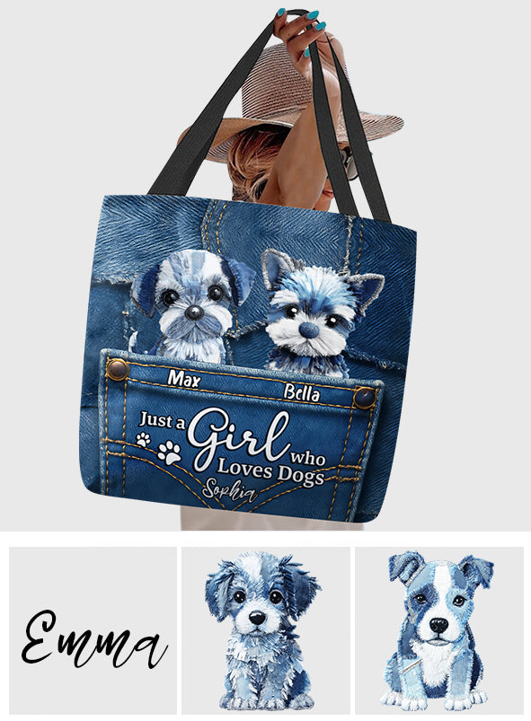 Just A Girl Who Loves Dogs - Personalized Dog Tote Bag
