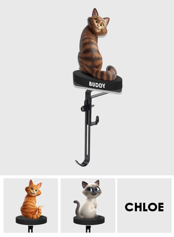 Funny Cats - Personalized Cat Shaped Stocking Hanger