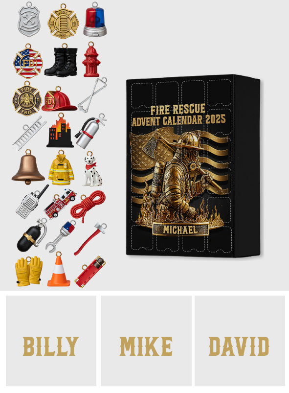 Fire Department Collection - Personalized Firefighter Advent Calendar With Ornaments