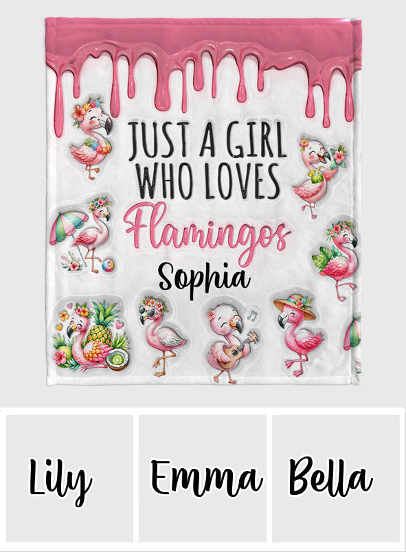 Just A Girl Who Loves Flamingos - Personalized Flamingo Blanket