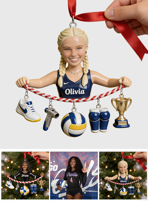 Peace, Love & Volleyball - Personalized Volleyball Ornament With Charm