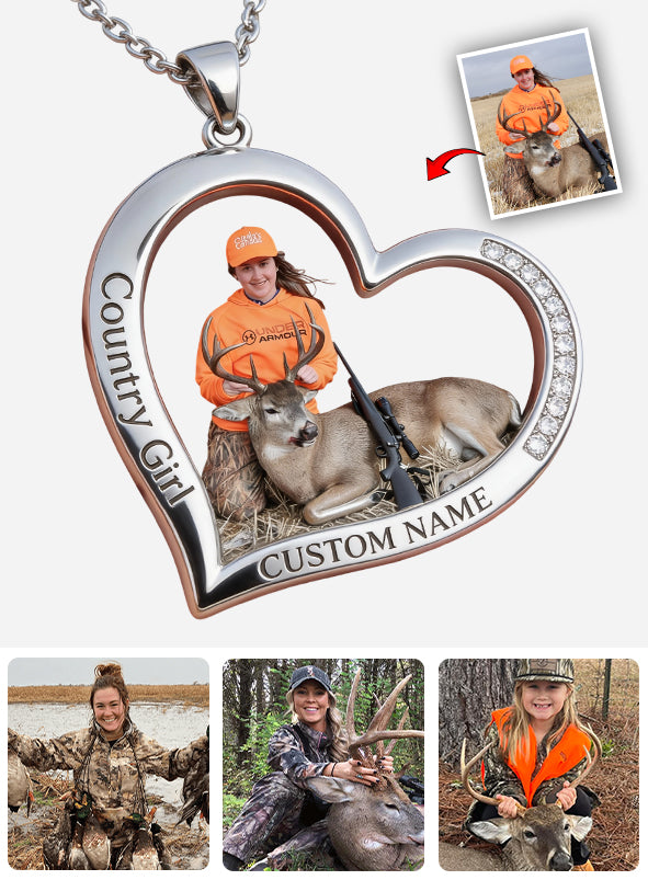 Custom From Any Photo - Personalized Hunting Shaped Metal Pendant Necklace