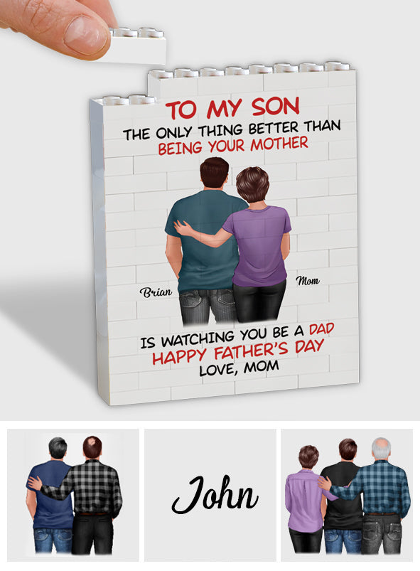 To My Son - Personalized Father Vertical Rectangle Building Brick Blocks Printed On Both Sides