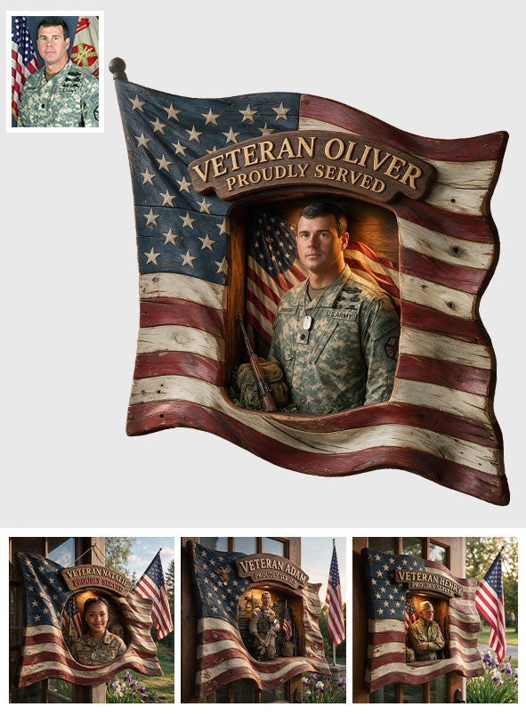Proudly Served - Personalized Veteran Custom Shaped Wood Sign
