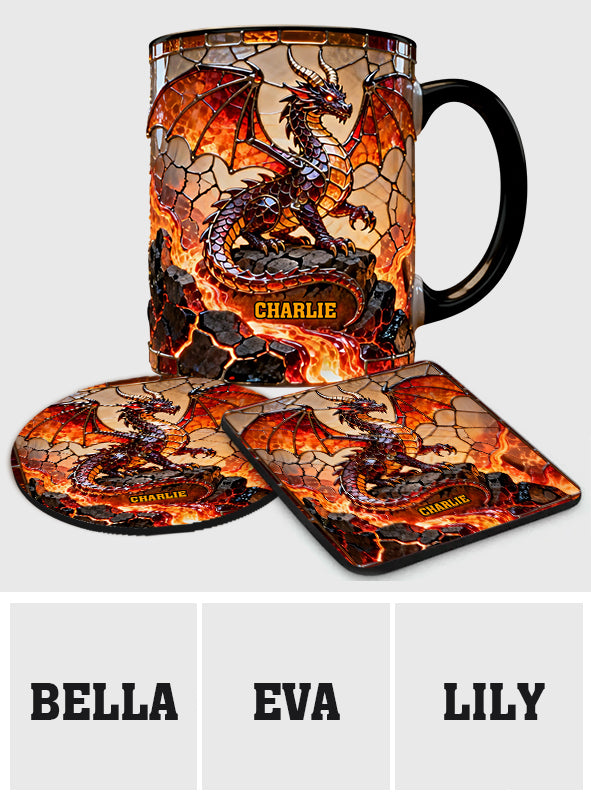 Fire Dragon - Personalized Dragon Accent Mug & Coaster