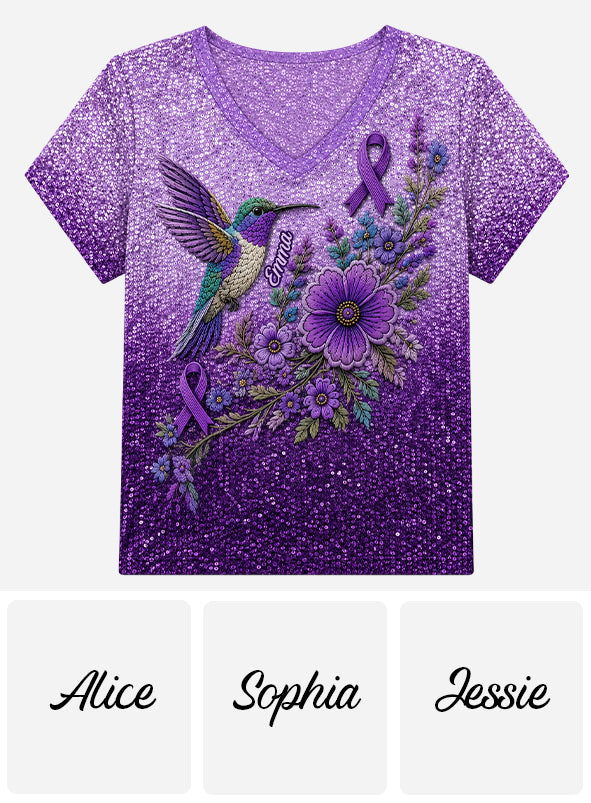 Alzheimer’s Awareness Month - Personalized Alzheimer Awareness Fully Printed V-Neck T-Shirt