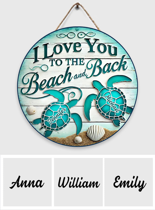 I Love You To The Beach And Back - Personalized Couple Custom Shaped Wood Sign