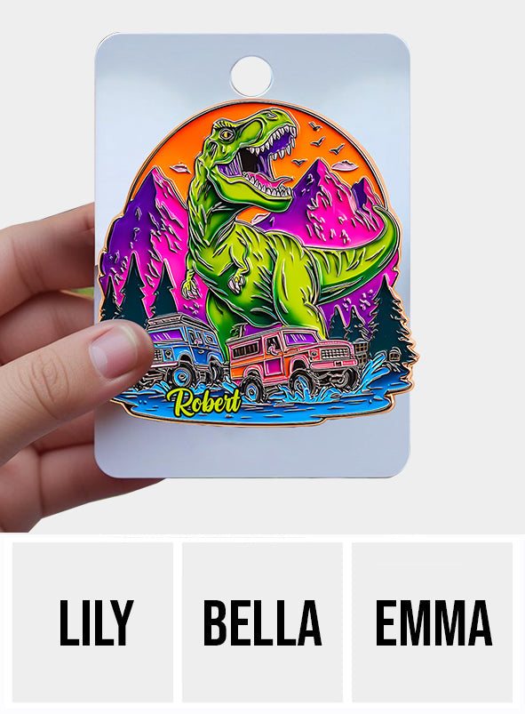 Dinosaurus And Monster Truck - Personalized Kid Pin