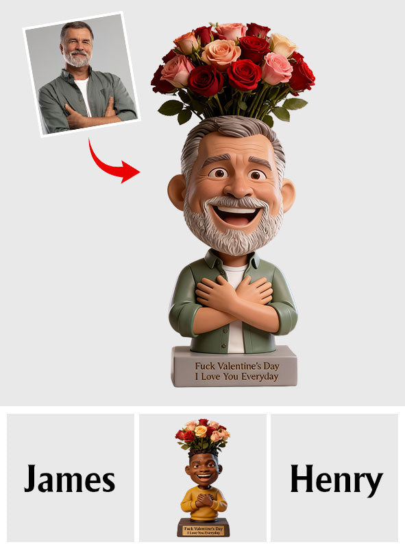 Fuck Valentine's Day - Personalized Couple Custom Shape Acrylic Flower Vase