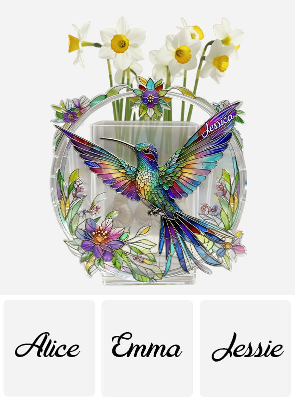 Stunning Humming Bird - Personalized Hummingbird Acrylic Pot