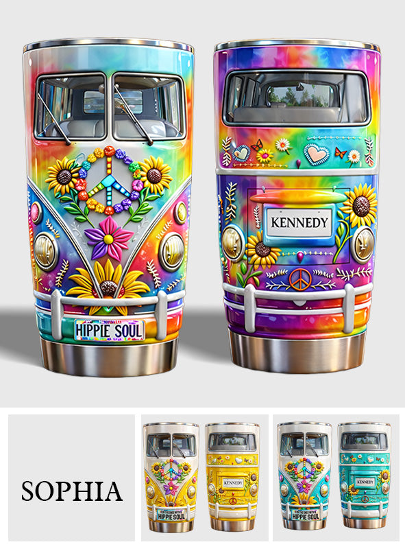 Hippie Van, Hippie Soul - Personalized Hippie Tumbler