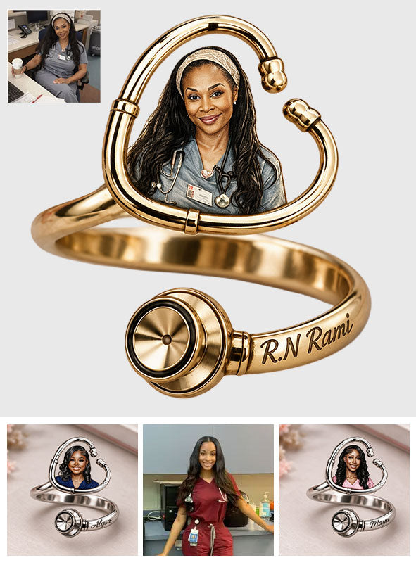 Nurse Life - Personalized Nurse Adjustable Shaped Ring