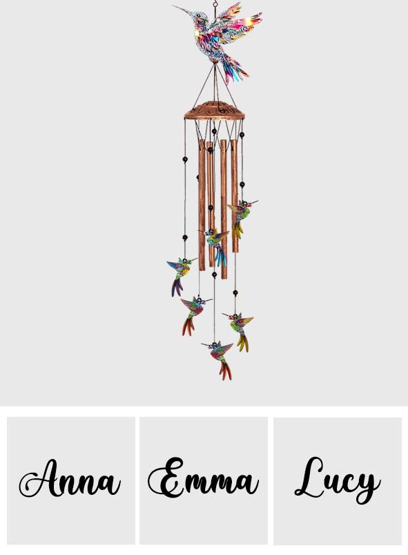 Beautiful Hummingbirds - Personalized Hummingbird Wind Chime With Charms