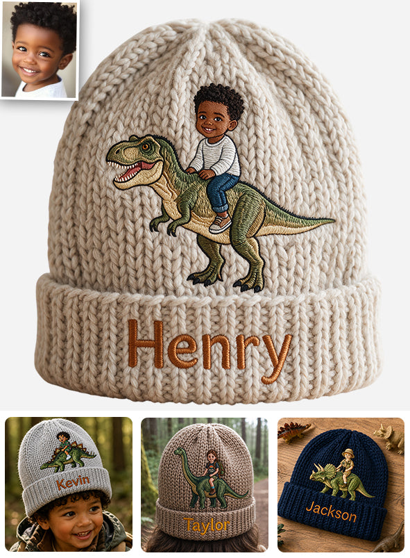 Dino Rider - Personalized Kid Beanie Hat