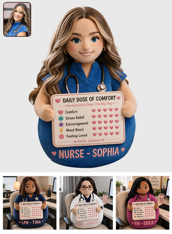 Daily Dose Of Comfort - Personalized Nurse Premium Faux Fur Pillow