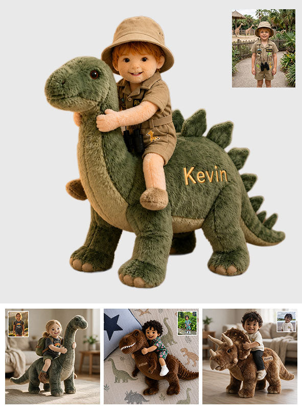 Dino Rider - Personalized Kid Premium Faux Fur Pillow