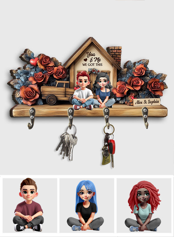 You & Me - Personalized Couple Custom Shaped Key Rack