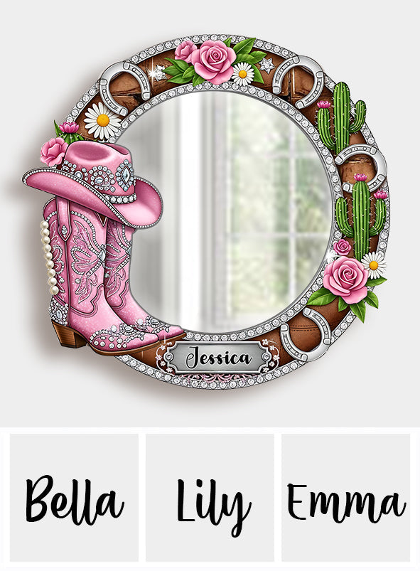 Cowgirl Boots - Personalized Cowgirl Wall Hanging Mirror