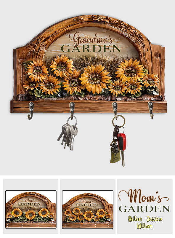 Grandma's / Mom's Garden - Personalized Grandma Custom Shaped Key Rack
