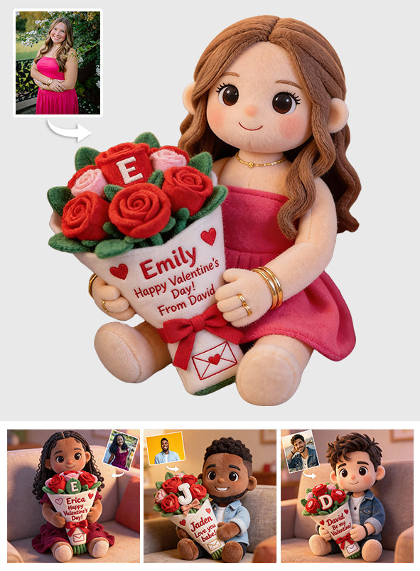 Custom Any Photo Name Initial Letter - Personalized Couple Faux Fur Shaped Pillow