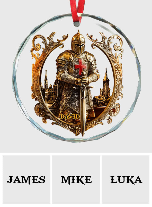 Strong Warrior - Personalized Christian Round Shaped Glass Ornament