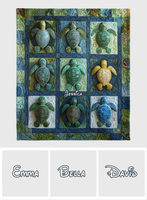 Ocean Turtle Lover Gift - Personalized Turtle Blanket