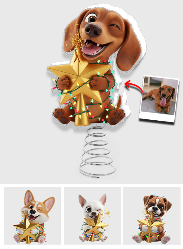 Naughty Furry Friends - Personalized Dog LED Light Tree Topper