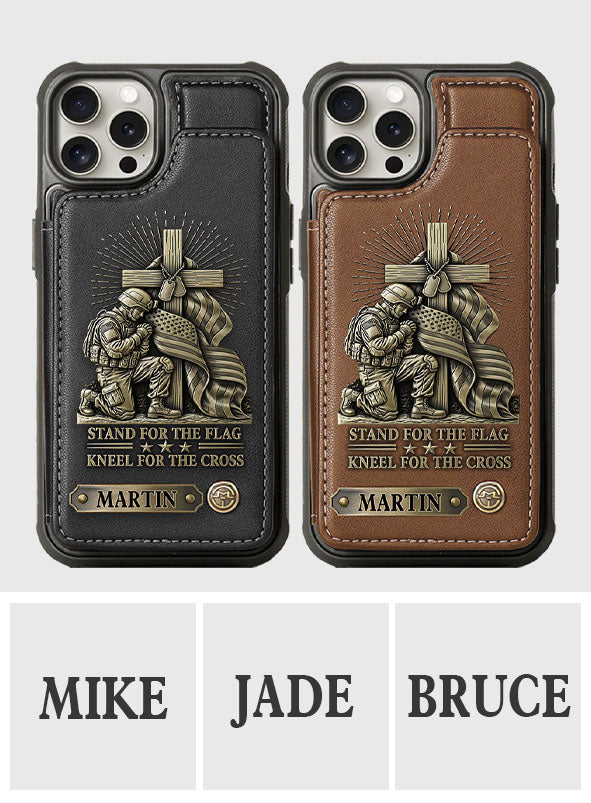 Kneel For The Cross - Personalized Veteran Wallet Phone Case