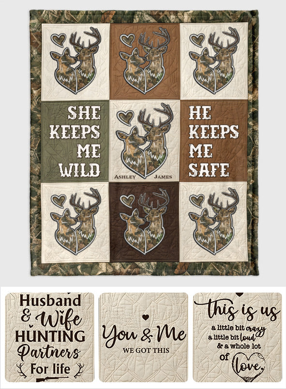 Hunting Couple - Personalized Hunting Blanket