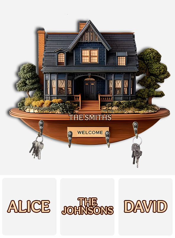Welcome Home - Personalized Family Custom Shaped Key Rack